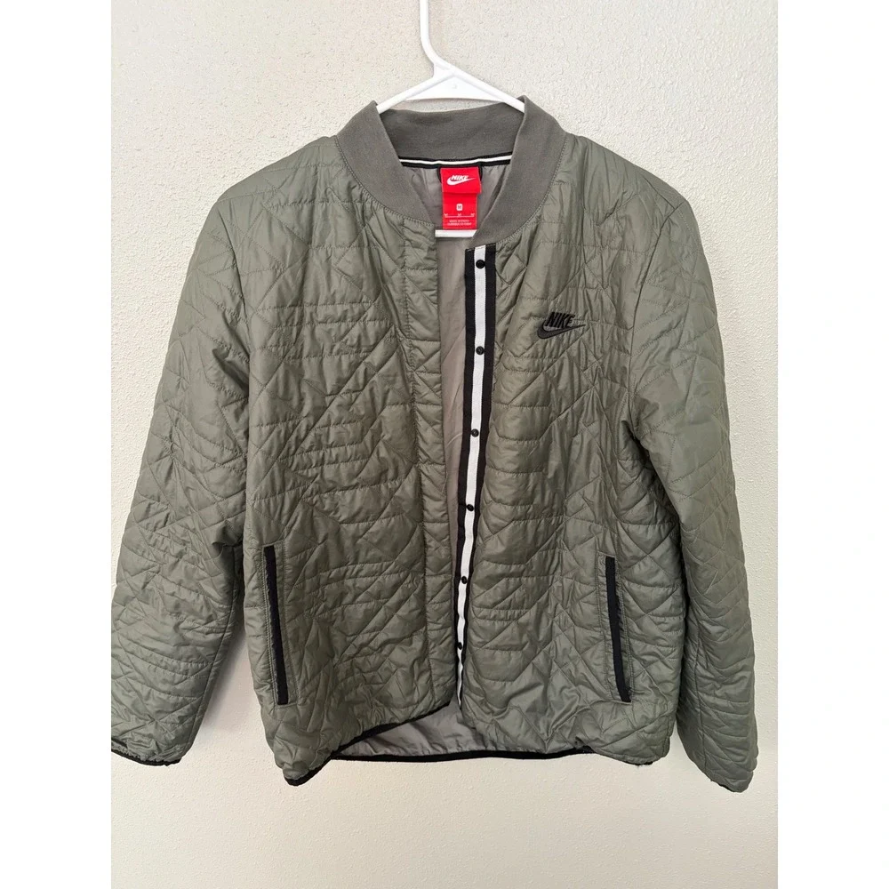 Nike Sportswear Quilted Primaloft Bomber Jacket Olive Green Women's Medium